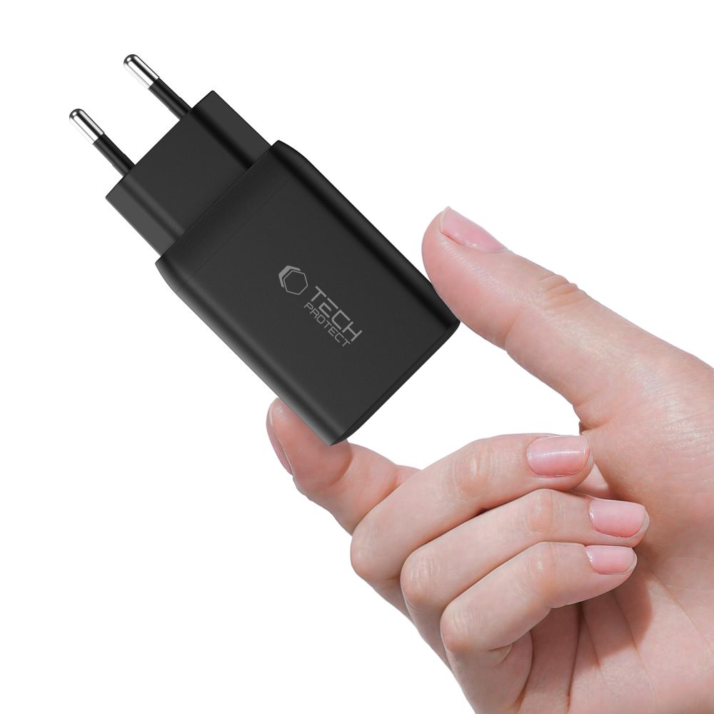 Tech-Protect 45W PD 2x USB-C Väggladdare Svart