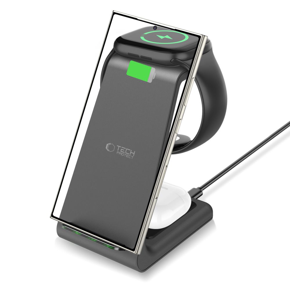 Tech-Protect 15W Qi 3in1 Trådlös Laddare Android Svart