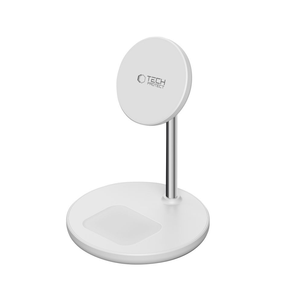 Tech-Protect 15W Qi 2in1 Magnetisk MagSafe Laddare Vit