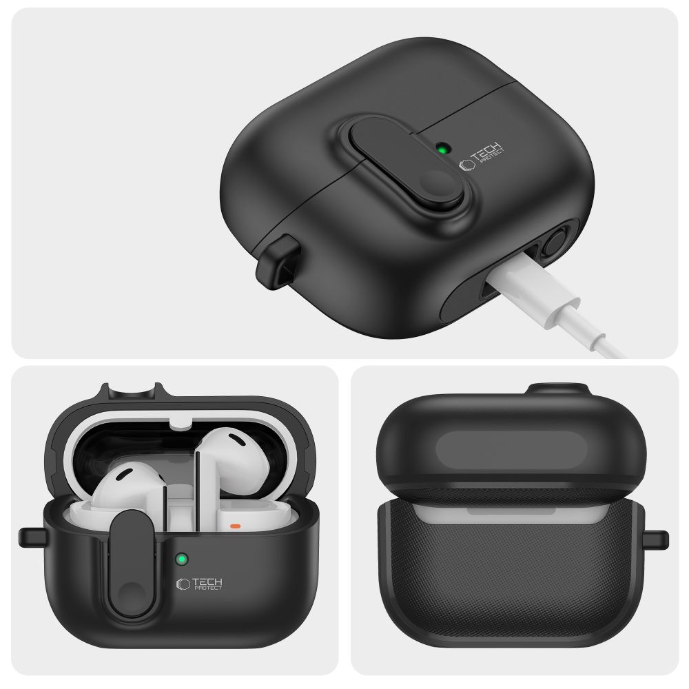 Tech-Protect Galaxy Buds 3/3 Pro Skal Slim Hook Svart