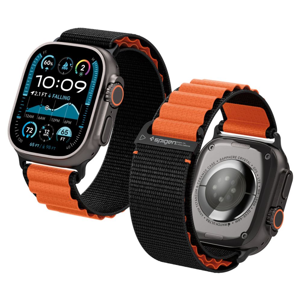Spigen Apple Watch 42/44/45/46/49 mm Armband Svart/Orange