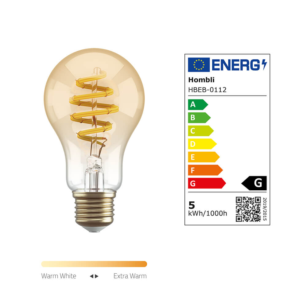 Hombli Smart Lampa Glödtråd E27 A60-Bärnsten CCT