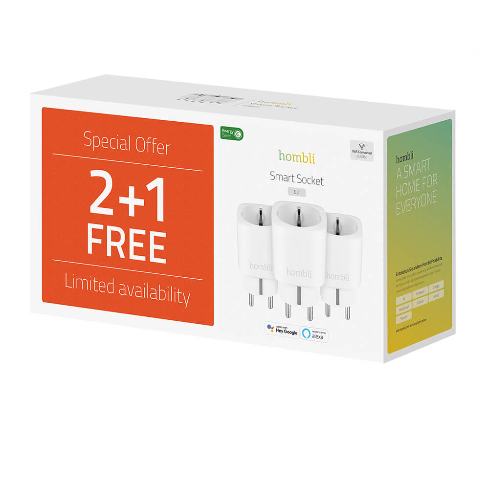 Hombli 3-PACK EU Smart Plug Promo Pack Vit