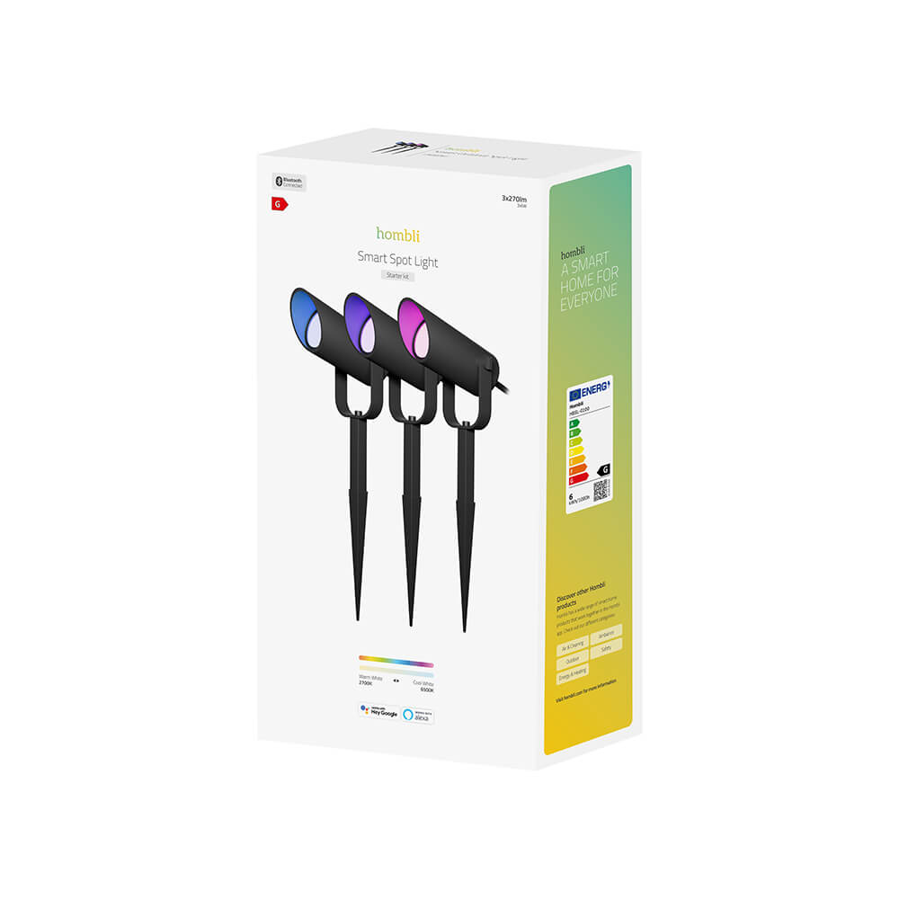 Hombli Smart Utomhus Spotlight 3-pack RGB CCT Svart