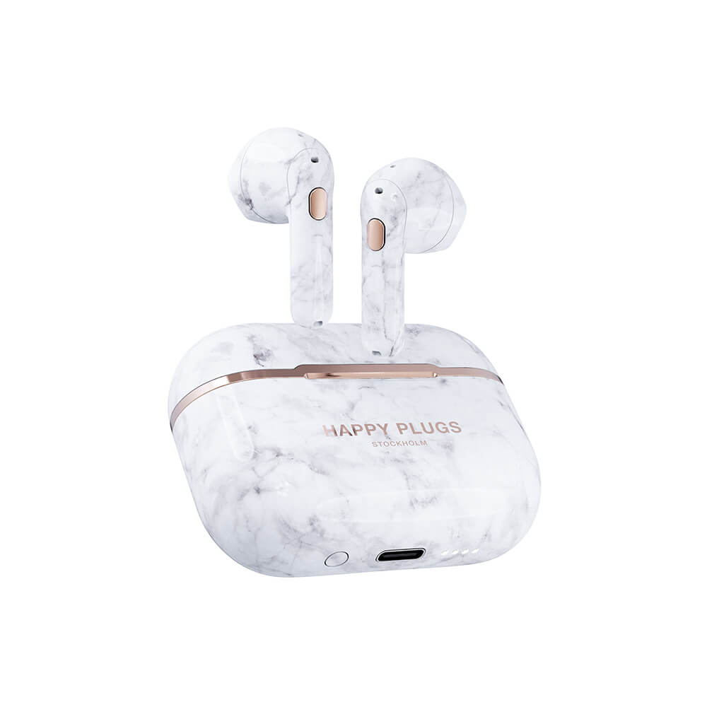 Happy Plugs Hope Hörlurar In-Ear TWS Vit Marmor
