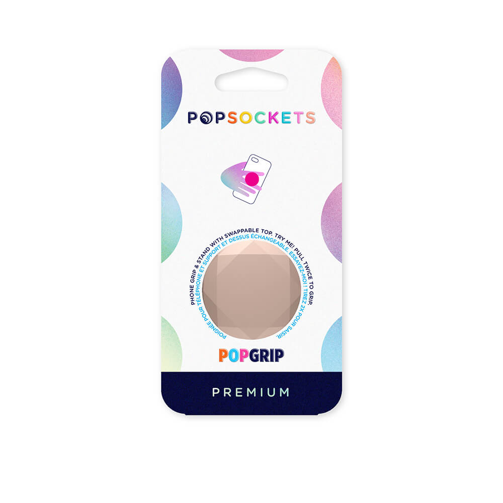 PopSockets Avtagbart Grip med Stllfunktion Premium Metallic Diamond RoseGold