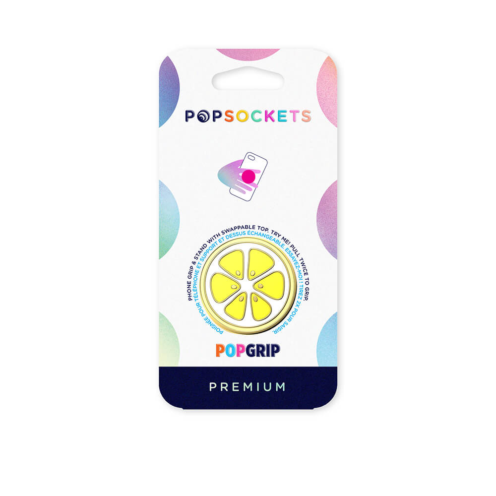 PopSockets Avtagbart Grip med Stllfunktion Premium Enamel Lemon Slice