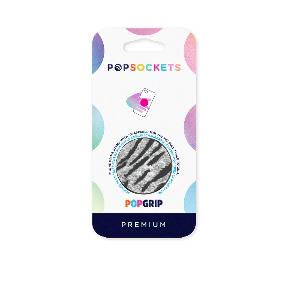 PopSockets Avtagbart Grip med Ställfunktion Premium Vegan Leather Zebra