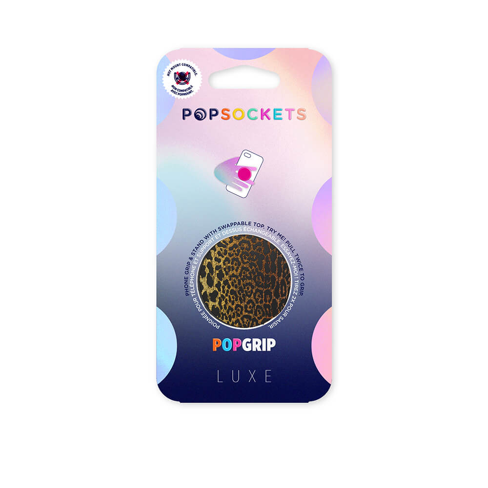 PopSockets Avtagbart Grip med Ställfunktion LUXE Embossed Metal Leopard