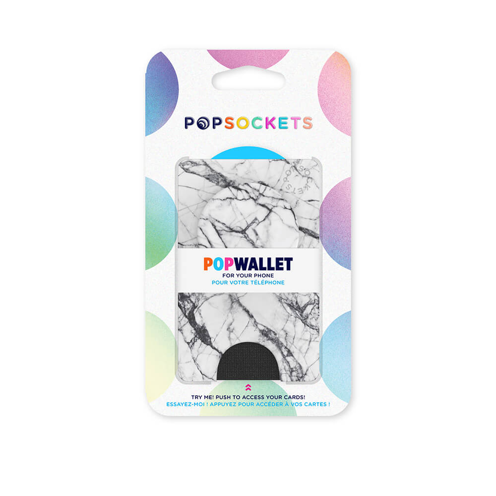 PopSockets PopWallet+ Avtagbar Mobil Plnbok Dove White Marble