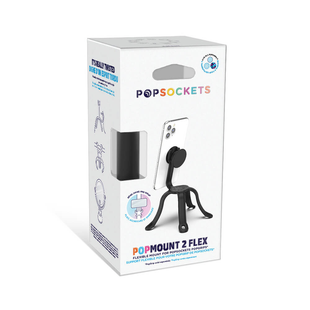 PopSockets PopMount 2 Flex Universal hllare fr Stolpe/Bord/Bil mm Svart