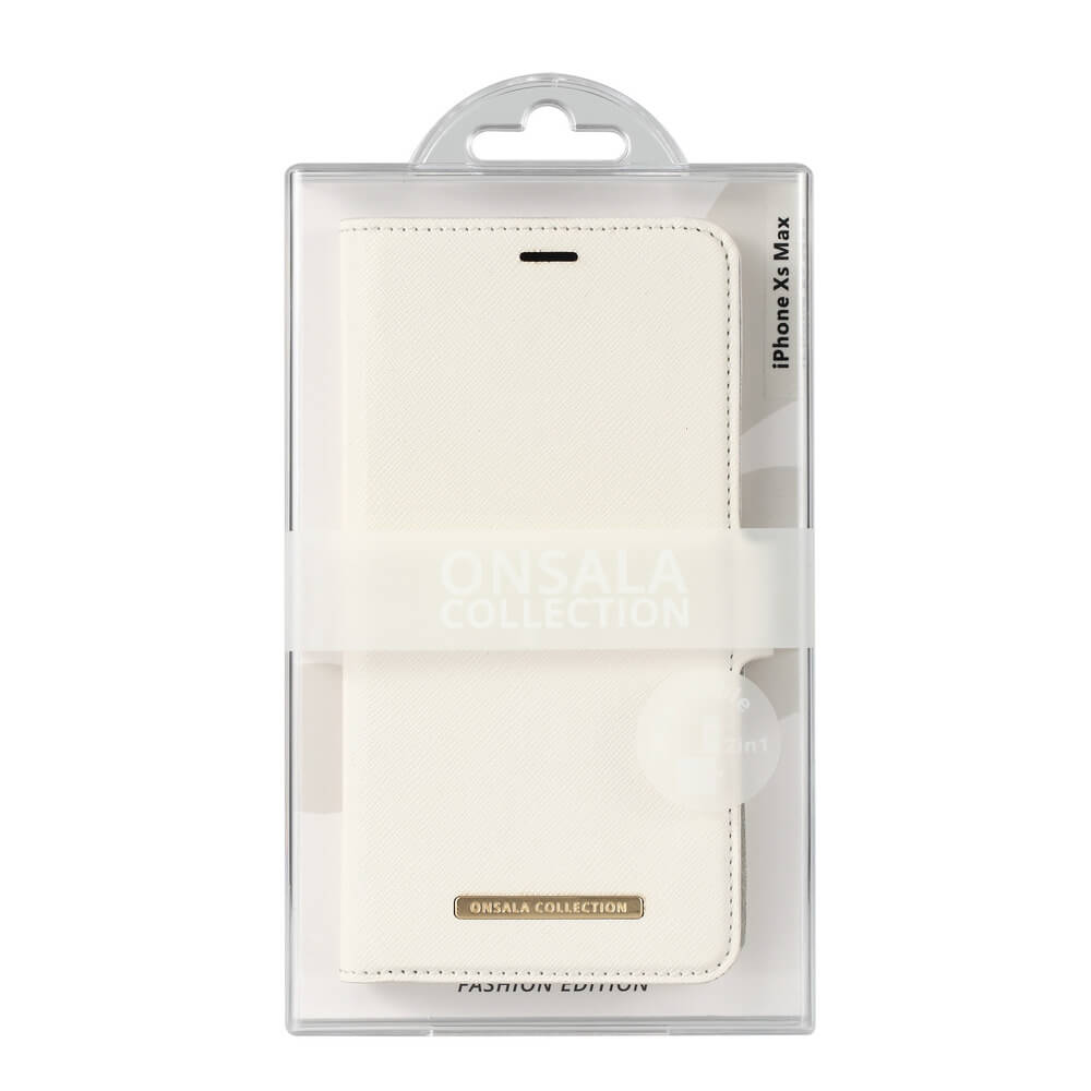 ONSALA iPhone XS Max 2in1 Magnet Fodral / Skal Saffiano White