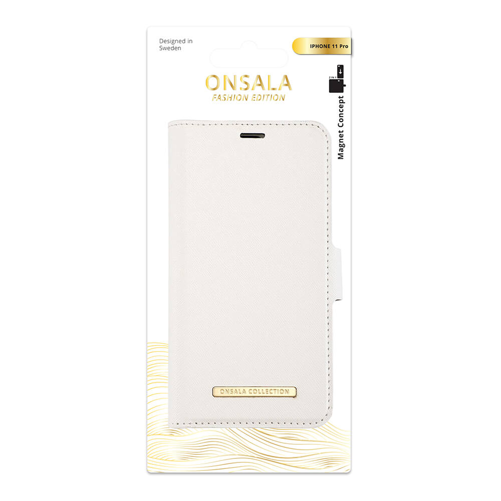 ONSALA iPhone 11 Pro 2in1 Magnet Fodral / Skal Saffiano White