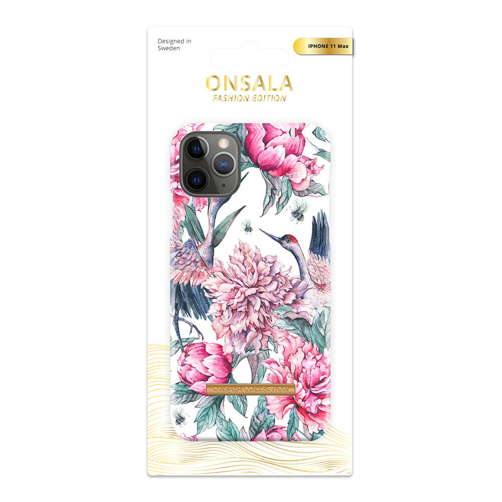 ONSALA iPhone 11 Pro Max Mobilskal Soft Pink Crane