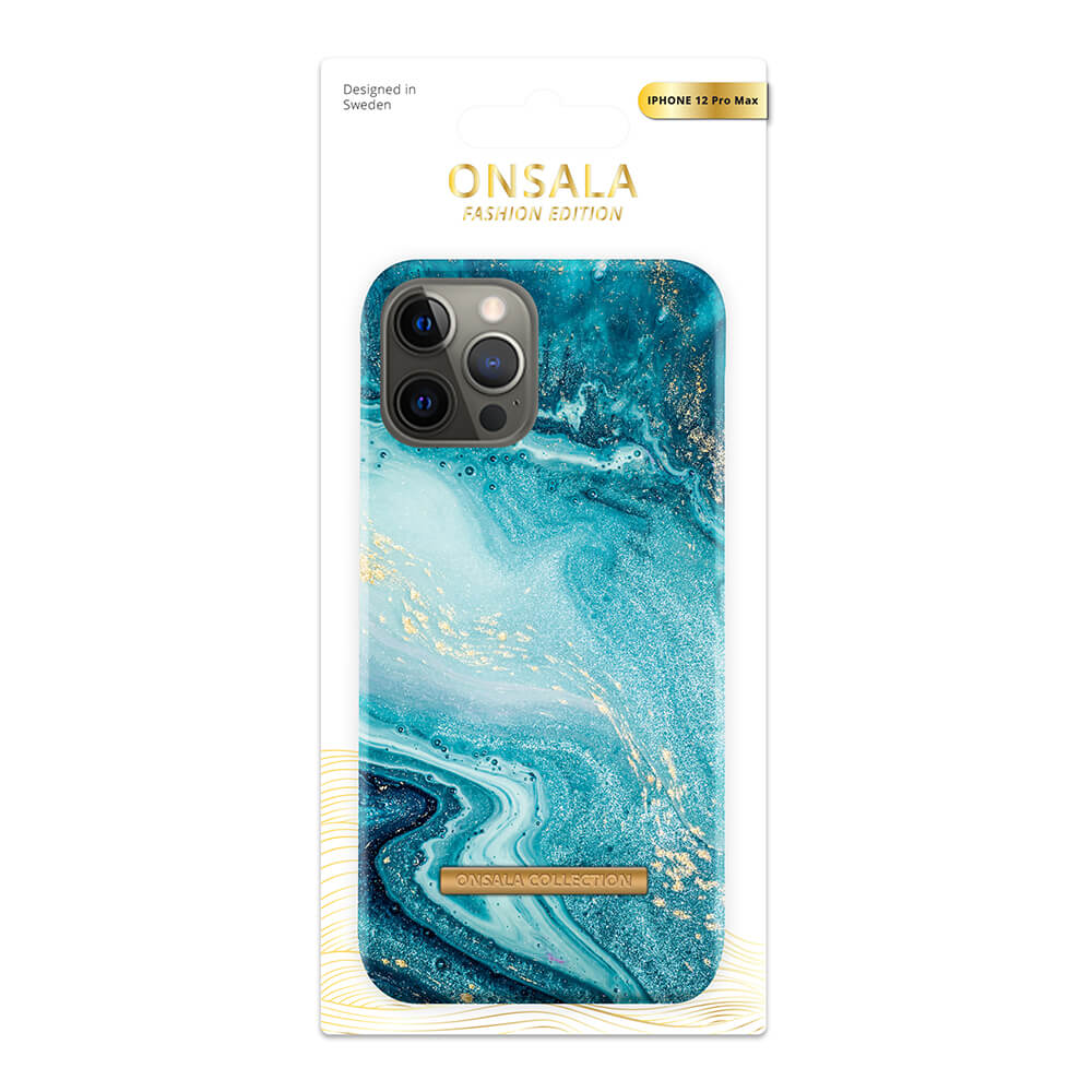 ONSALA iPhone 12 Pro Max Mobilskal Soft Blue Sea Marble