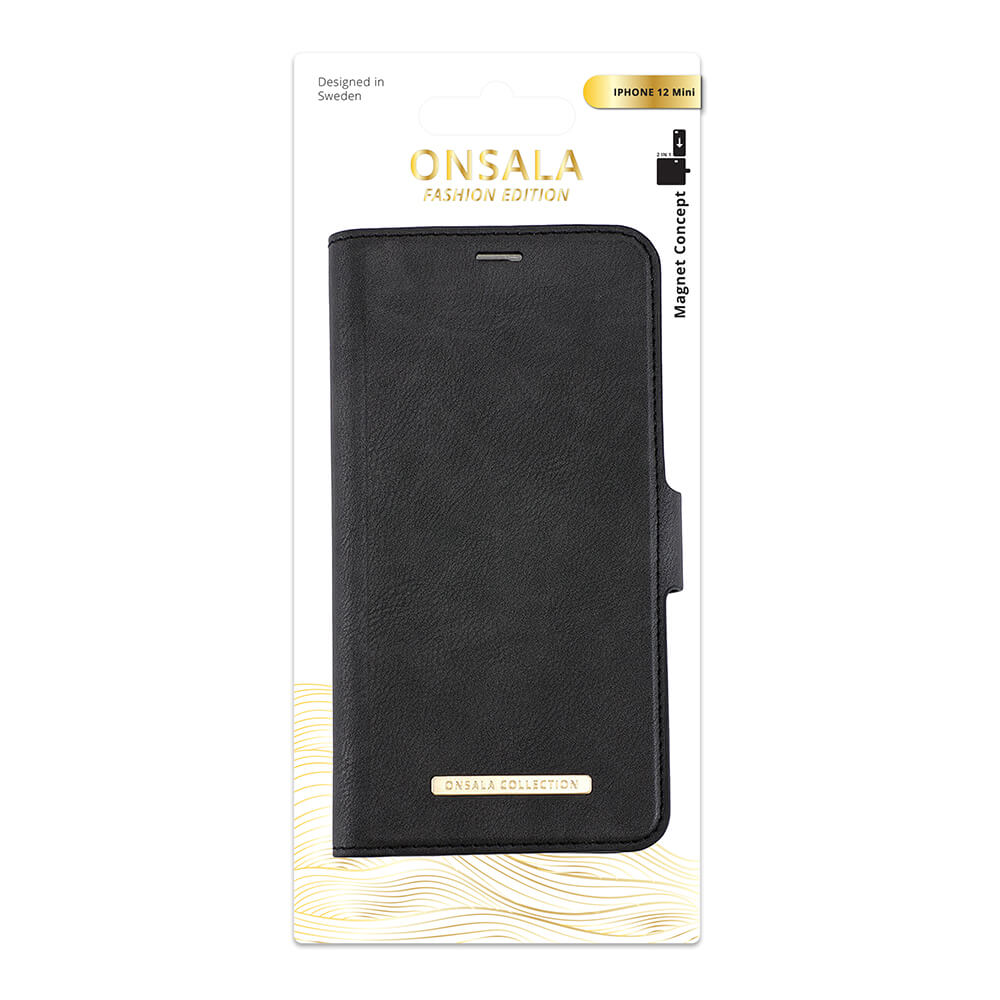 ONSALA iPhone 12 Mini 2in1 Magnet Fodral / Skal Midnight Black