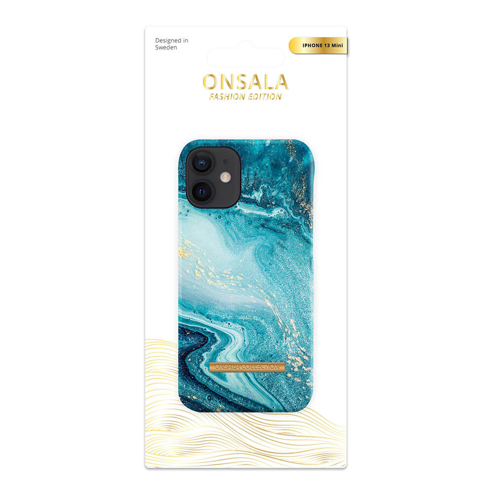 ONSALA iPhone 13 Mini Mobilskal Marmor Blue Sea