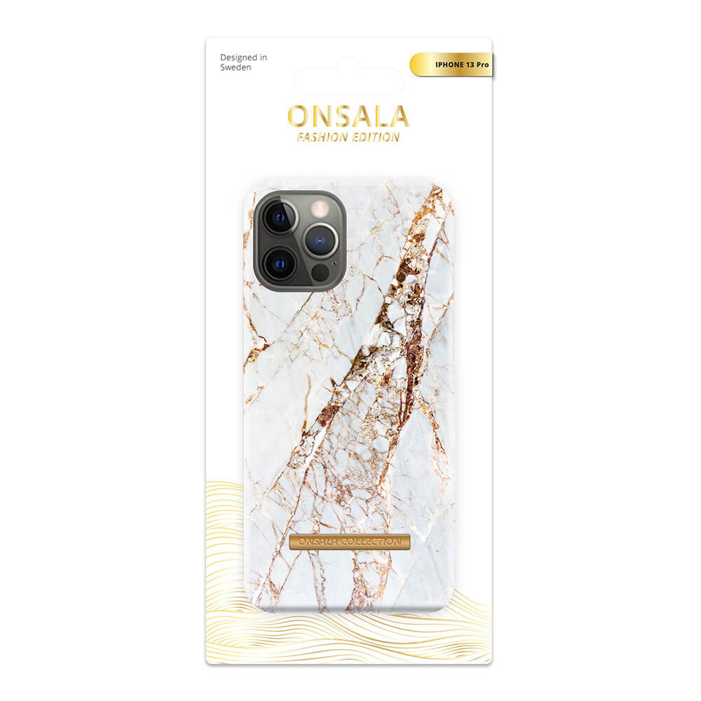 ONSALA iPhone 13 Pro Mobilskal Soft White Rhino Marble