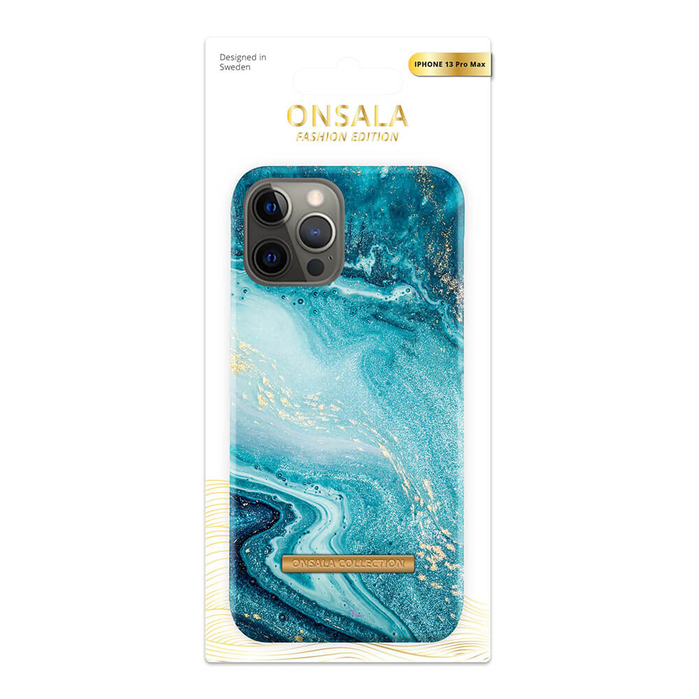 ONSALA iPhone 13 Pro Max Mobilskal Marmor Blue Sea