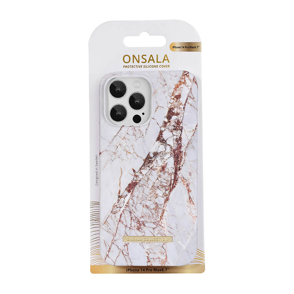 ONSALA iPhone 14 Pro Max Skal White Rhino Marble