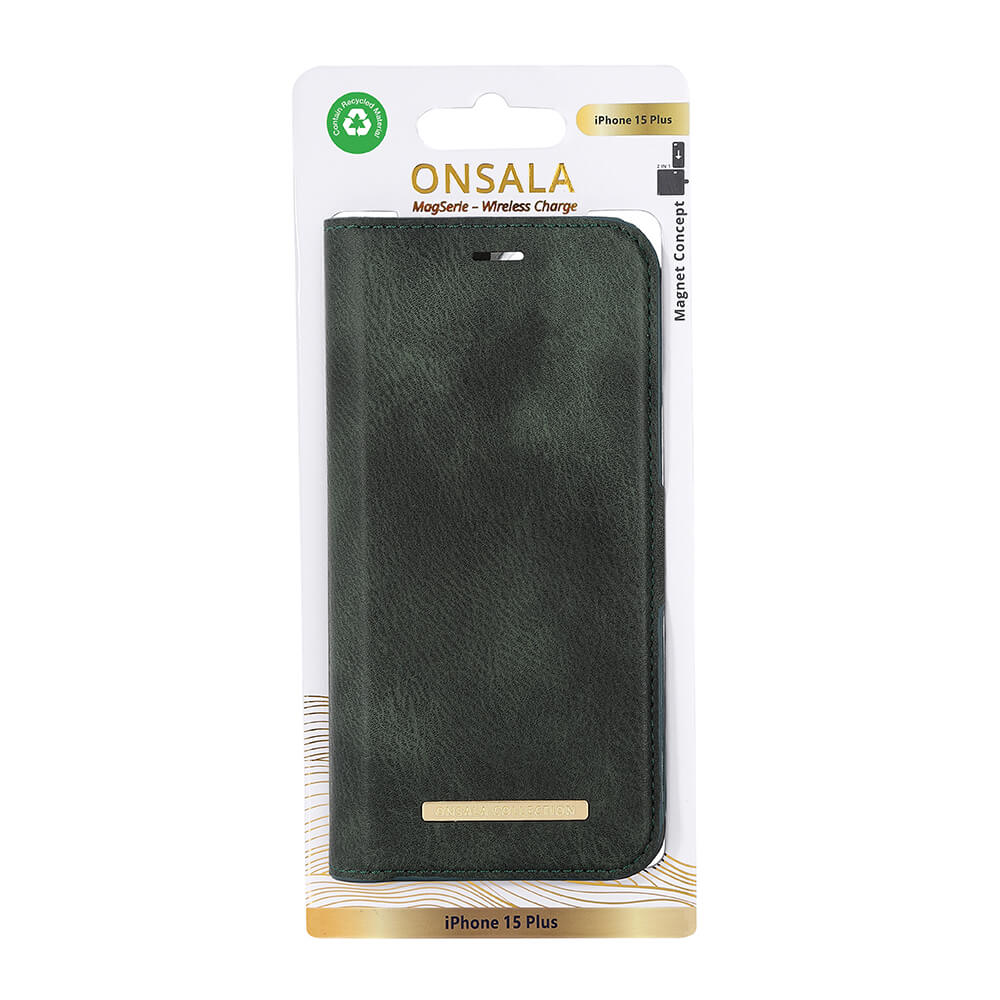 ONSALA iPhone 15 Plus Fodral ECO 2in1 MagSafe Grön