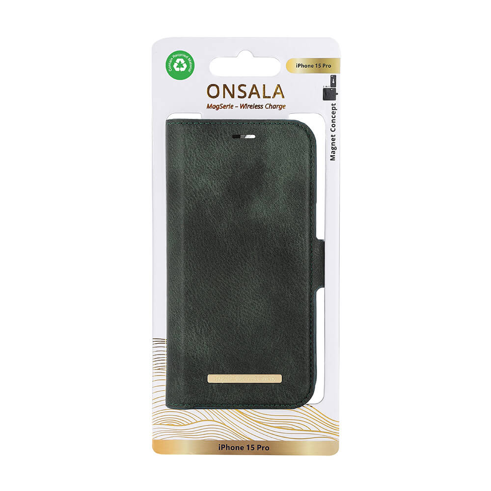 ONSALA iPhone 15 Pro Fodral ECO 2in1 MagSafe Grön