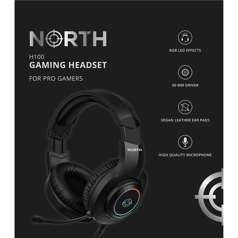 NORTH Gaming Headset H100 RGB Svart