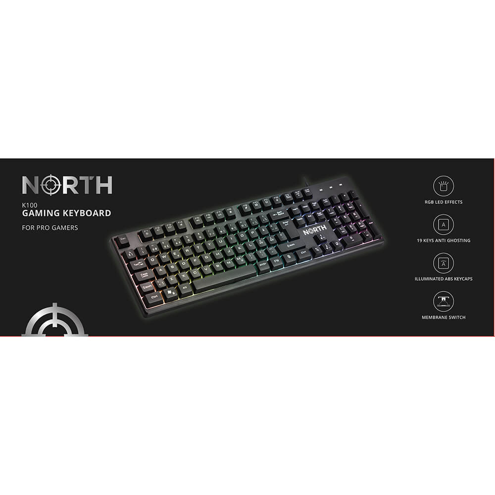 NORTH Gaming Tangentbord K100 RGB Svart