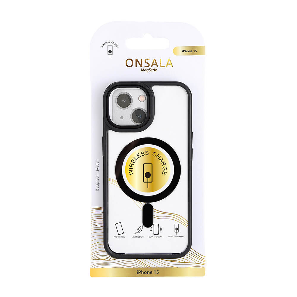 ONSALA iPhone 15 Skal Bumper MagSafe Svart/Transparent