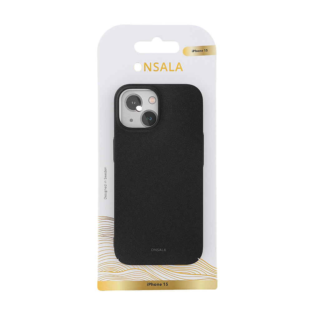 ONSALA iPhone 15 Skal Ultraslim Sand Burst Svart