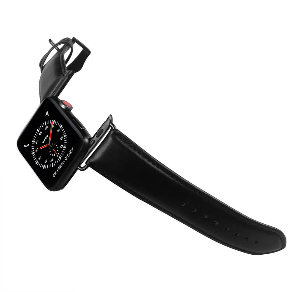 Buffalo Apple Watch 42/44/45/49 mm Armband kta Lder Svart