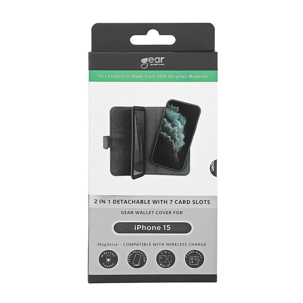 GEAR iPhone 15 2in1 MagSafe Magnet Fodral / Skal Flerfack Svart