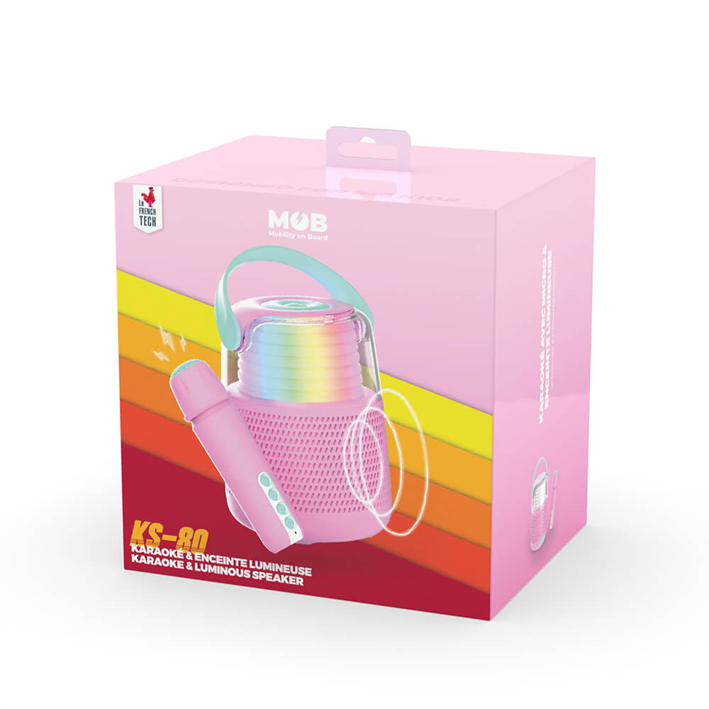 MOB Hgtalare Karaoke Kit Mic LED Rosa