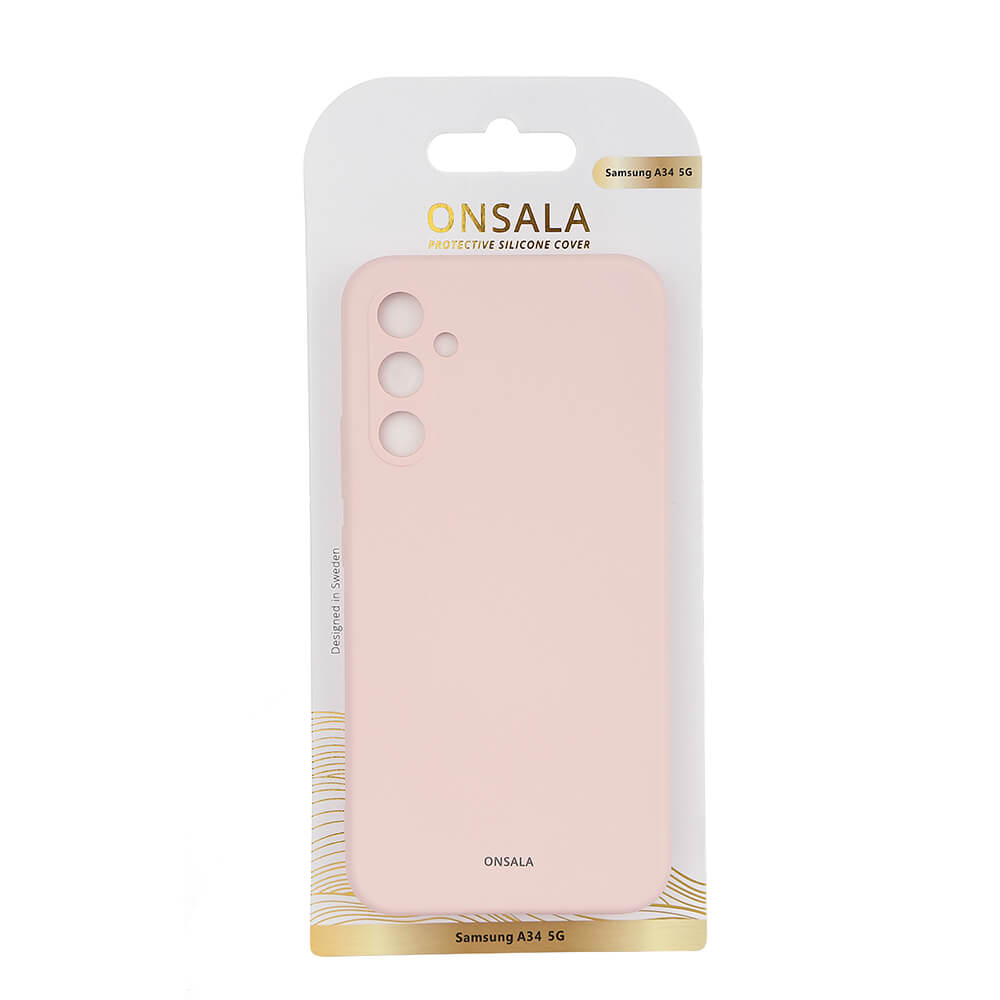 ONSALA Galaxy A34 5G Mobilskal Silikon Chalk Pink