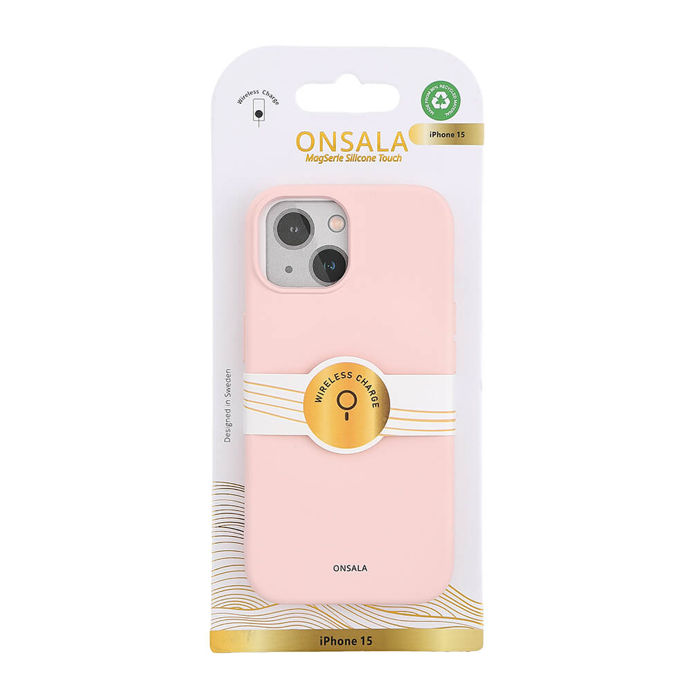 ONSALA iPhone 15 MagSafe Skal Med Silikonyta Chalk Pink