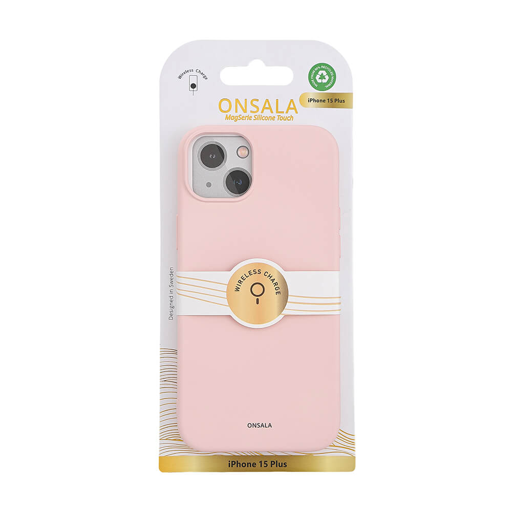 ONSALA iPhone 15 Plus MagSafe Skal Med Silikonyta Chalk Pink