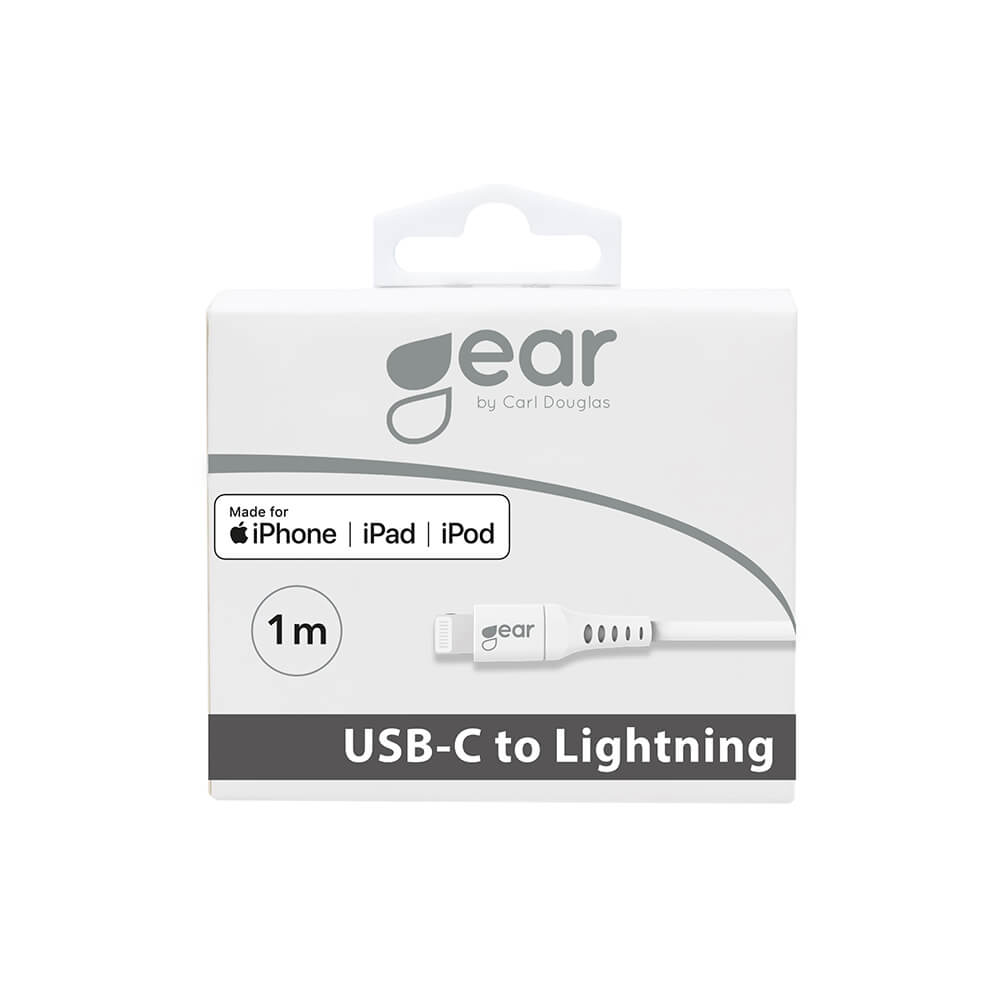 GEAR Laddkabel MFi USB-C - Lightning 1m Vit