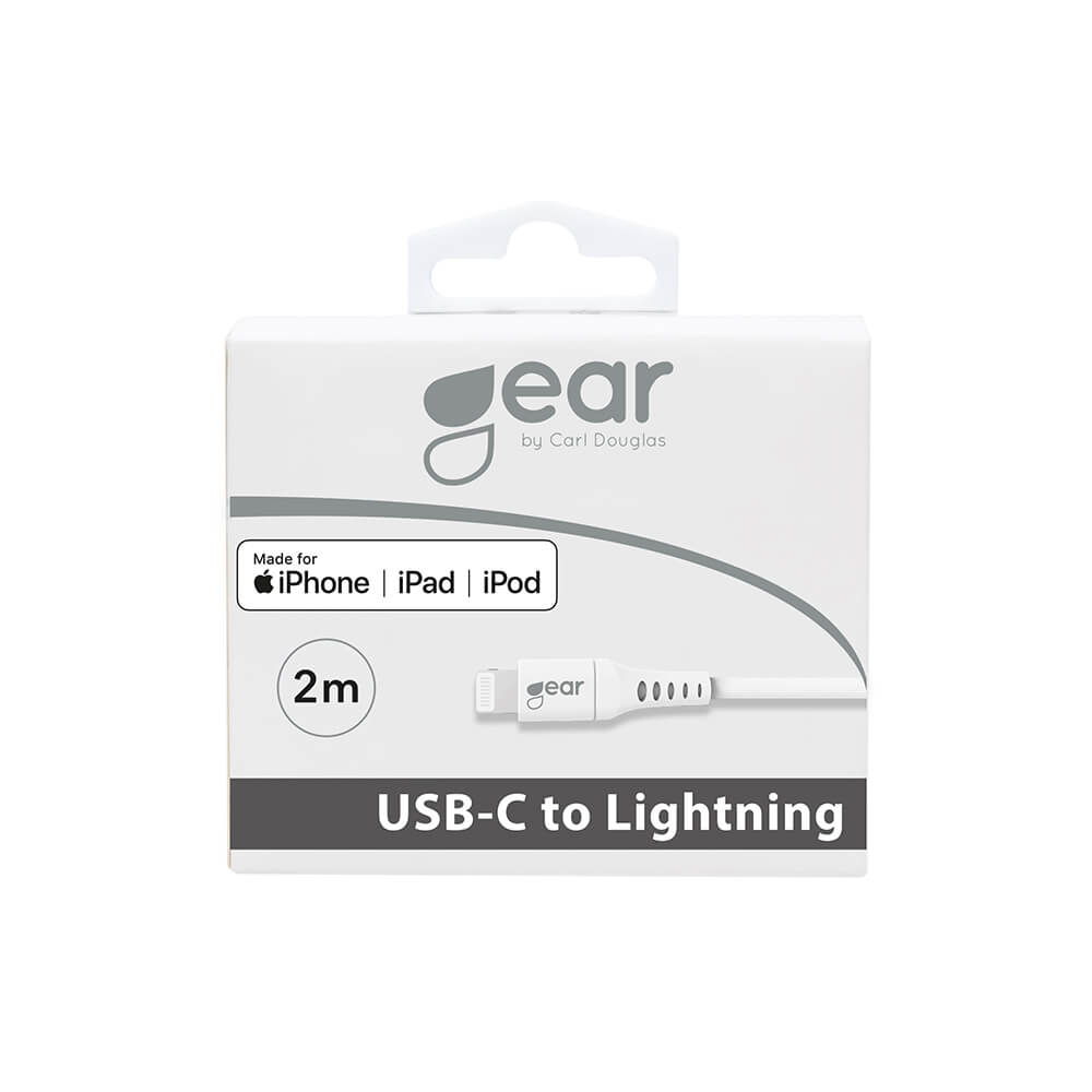 GEAR 18W Laddkabel MFi USB-C - Lightning 2m Vit