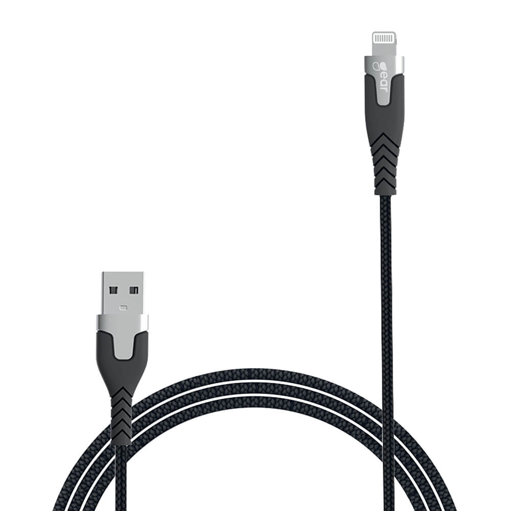 GEAR Laddkabel PRO MFi USB-A - Lightning 1.5m Kevlarkabel Svart