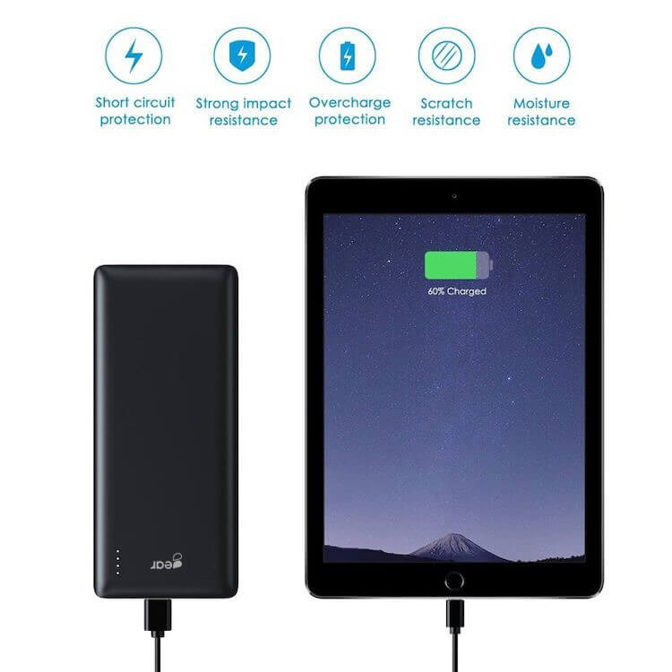 GEAR 20000 mAh 60W Powerbank PD QC USB-C / USB-A Svart