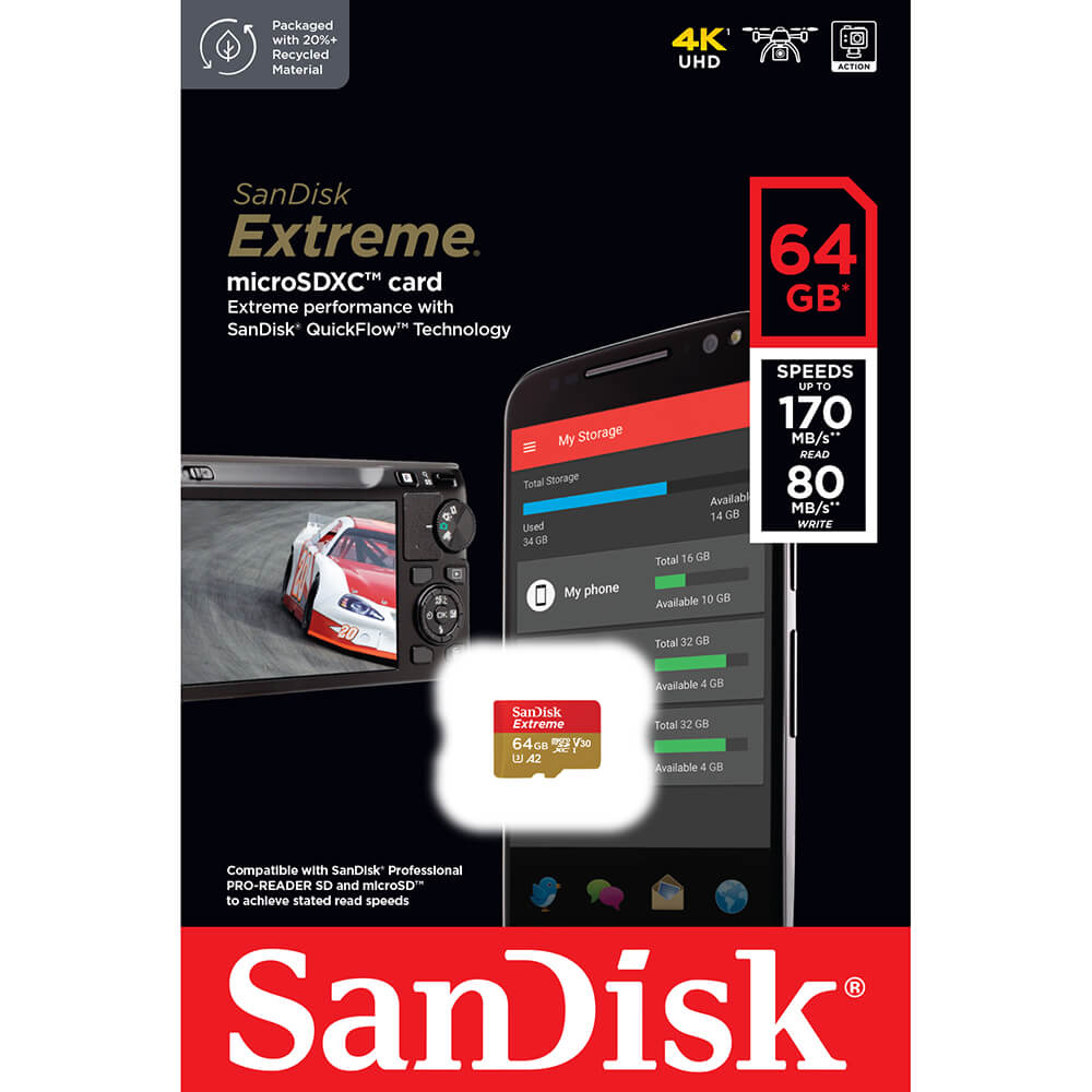 SanDisk MicroSDXC Extreme 64 GB 170MB/s UHS-I
