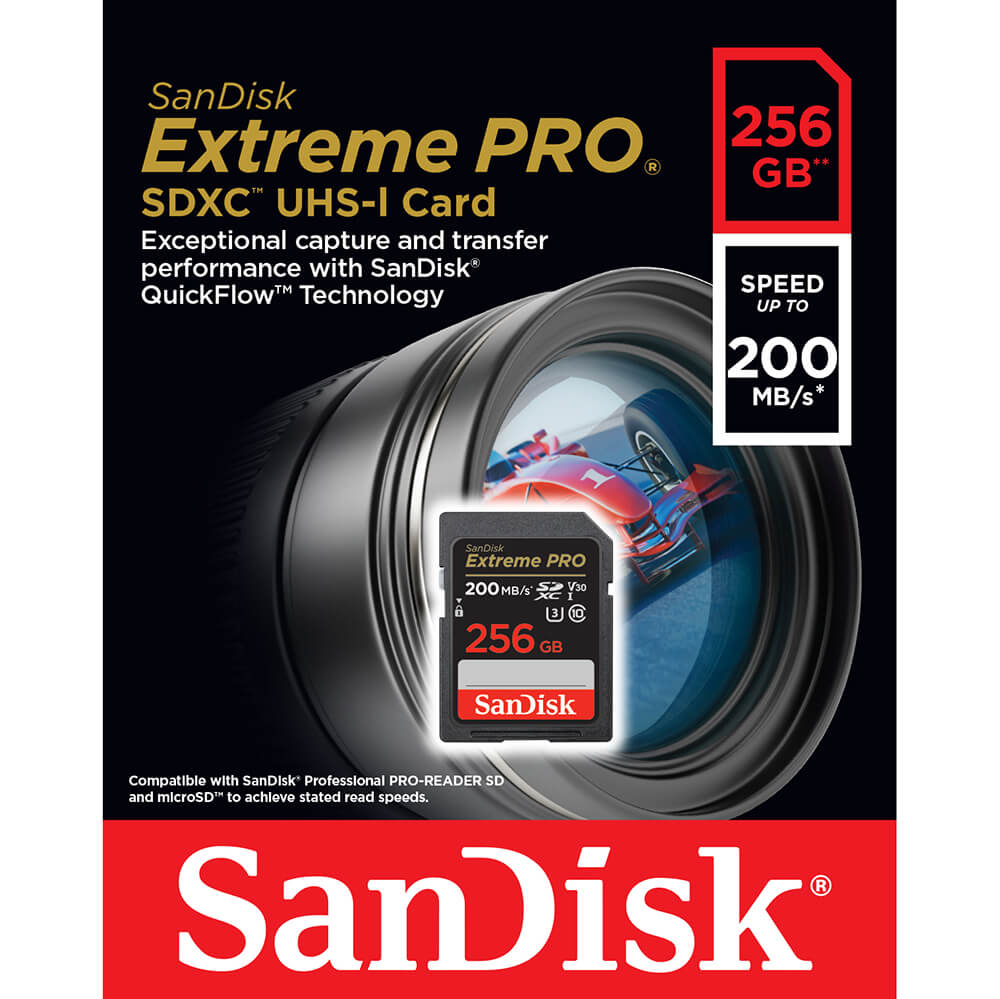 SanDisk SDXC Extreme Pro 256 GB 200MB/s Minneskort