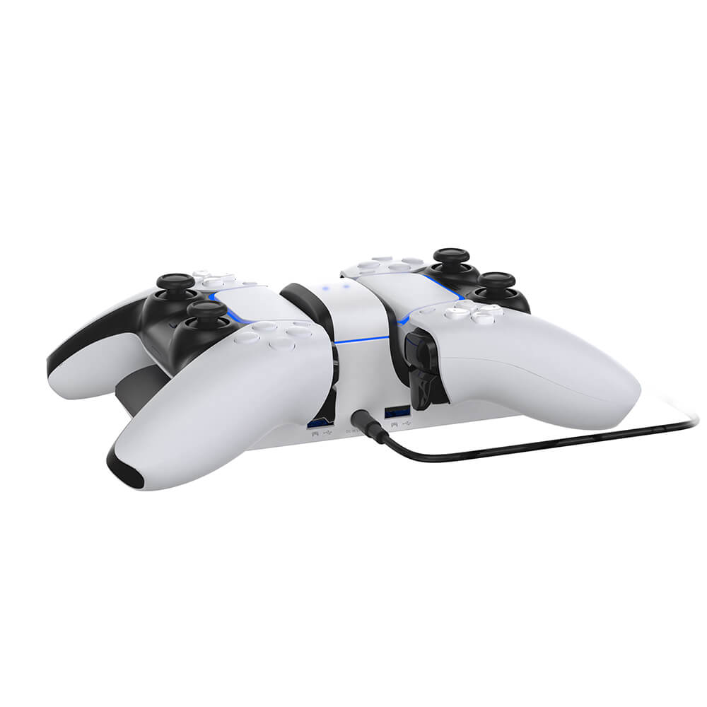 RAPTOR Laddare för PS4/PS5 DualSense Handkontroll Vit