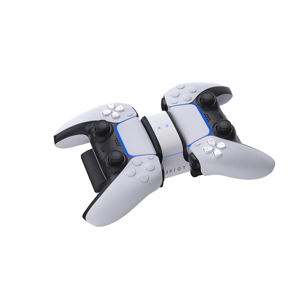 RAPTOR Laddare fr PS4/PS5 DualSense Handkontroll Vit
