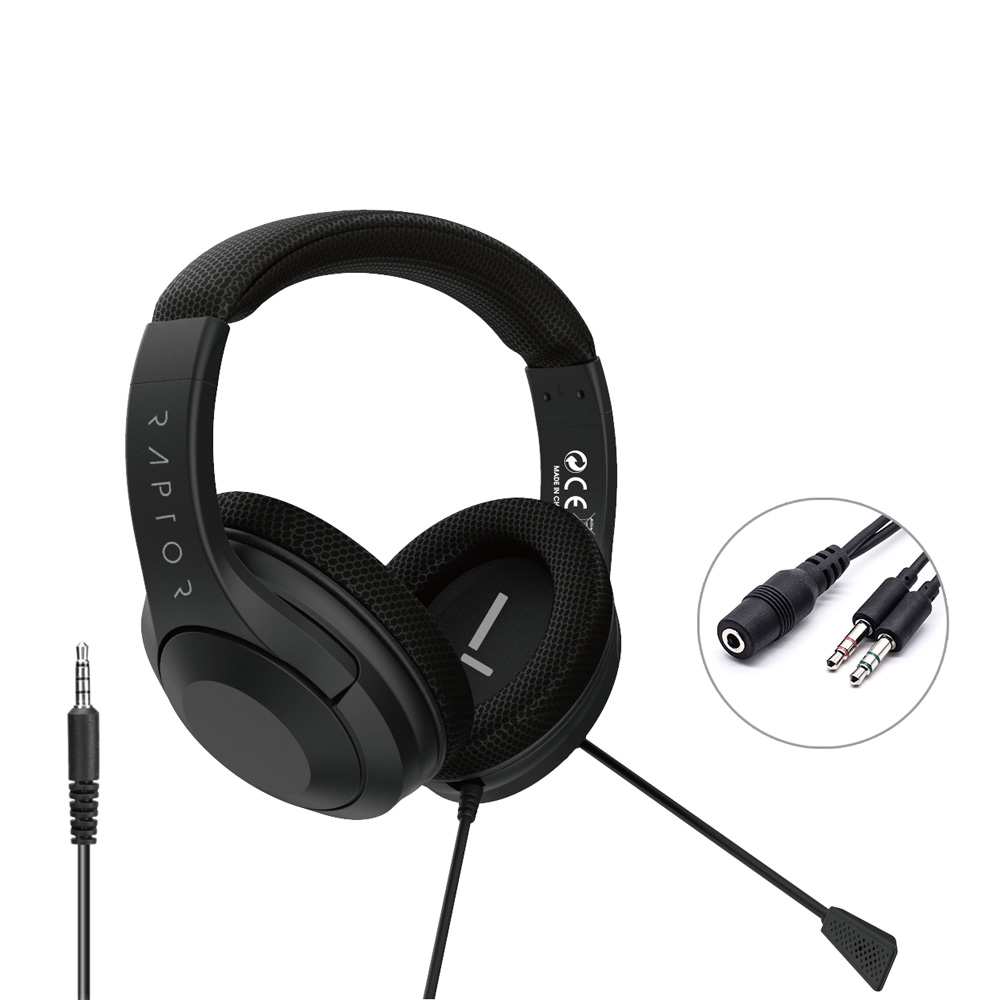 RAPTOR Gaming Headset PS4/PS5/Xbox/PC Svart