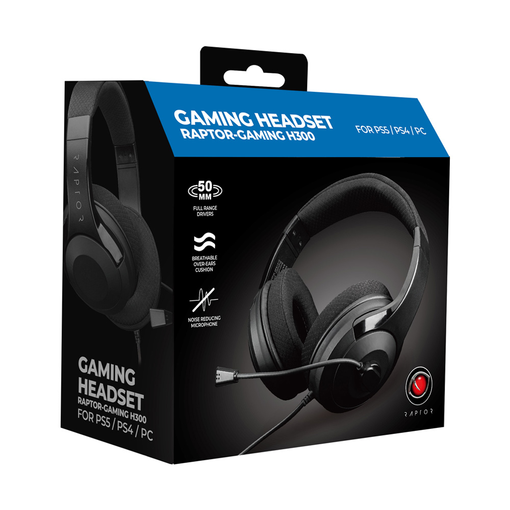 RAPTOR Gaming Headset PS4/PS5/Xbox/PC Svart