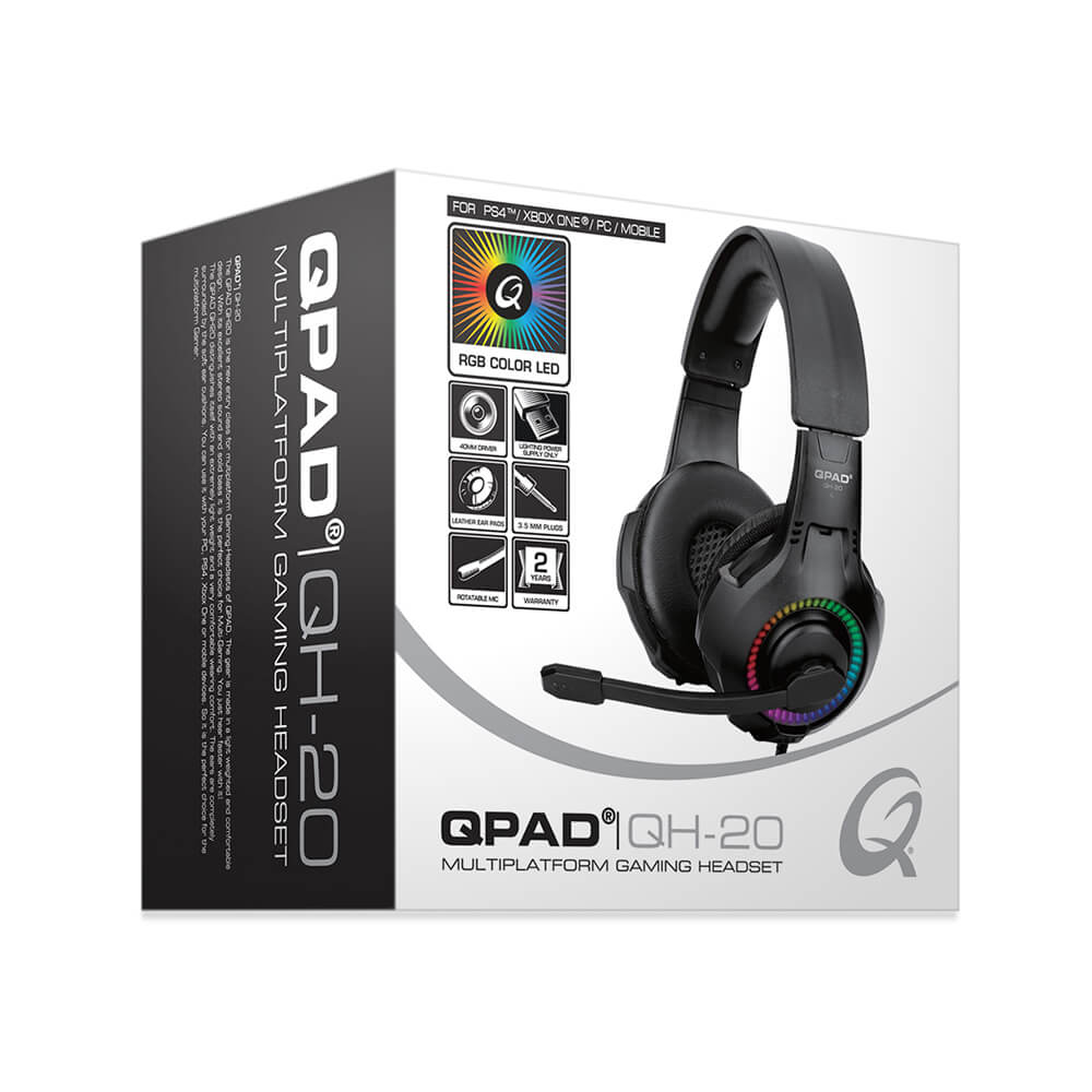 QPAD Gaming Headset QH20 Svart