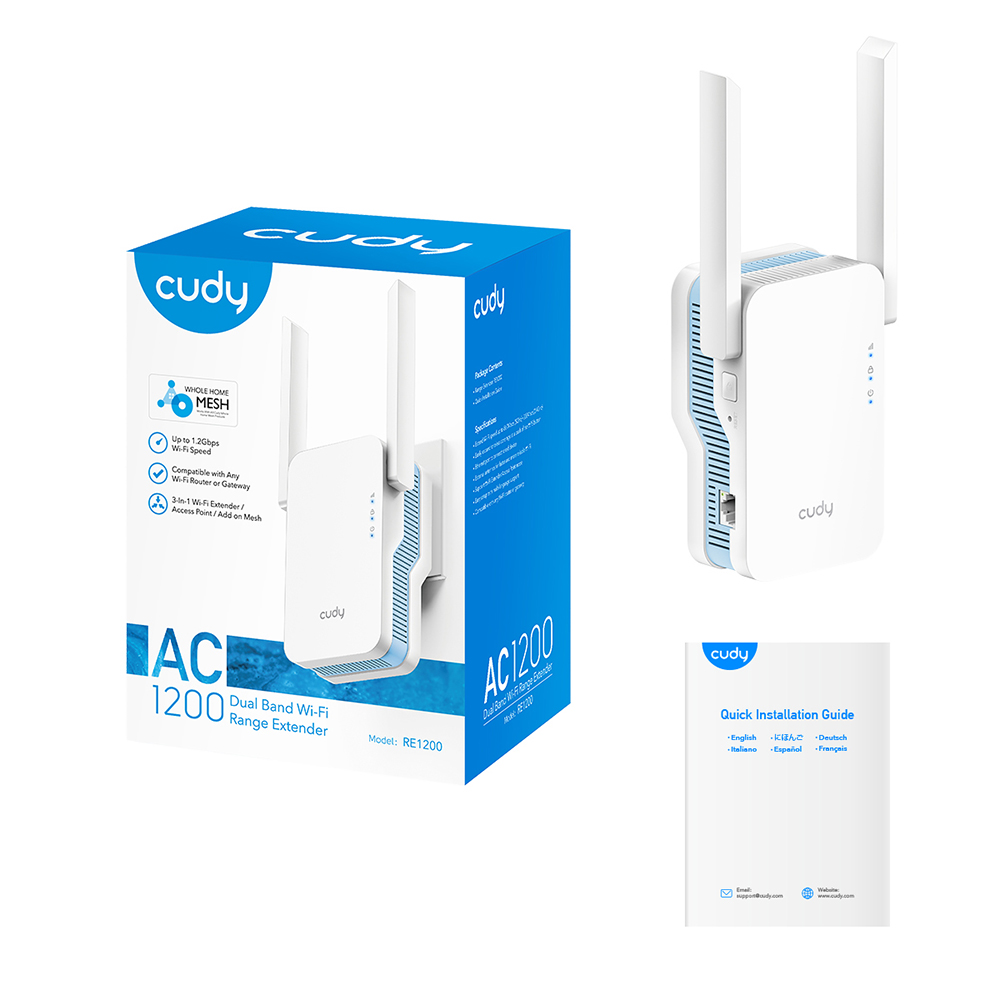 Cudy Wi-Fi Repeater RE1200 AC1200 Mesh Vit