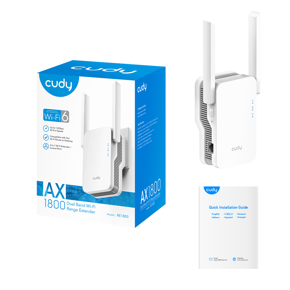 Cudy Wi-Fi Extender RE1800 AX1800 Mesh Vit