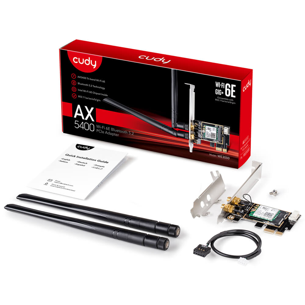 Cudy Adapter PCI-E WE3000 AX5400 Wi-Fi 6 Svart